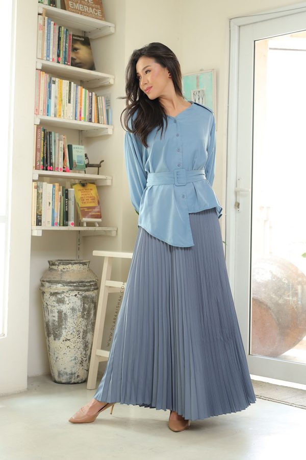 PLEATED SKIRT - SMOKEY BLUE