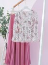 ELONA BLOUSE (CREAM PINK) WITH PLEATED SKIRT (PINK)