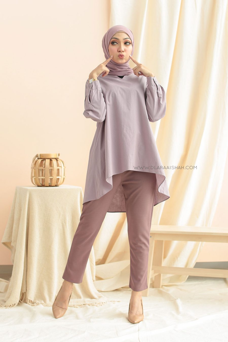 HENLEY SLIMFIT PANTS - ASH PURPLE