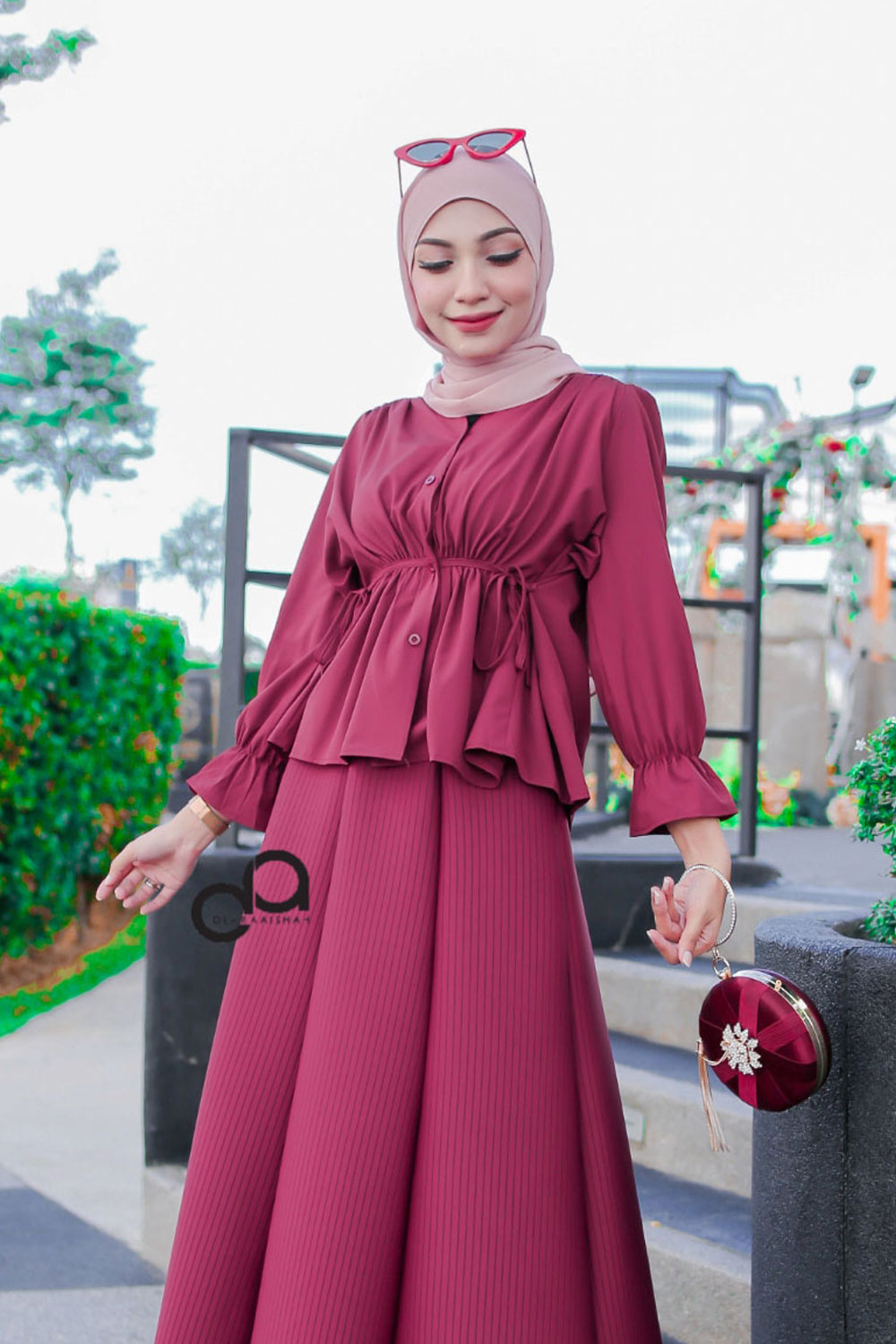 LAMIA BLOUSE - MAROON ( TOP ONLY )