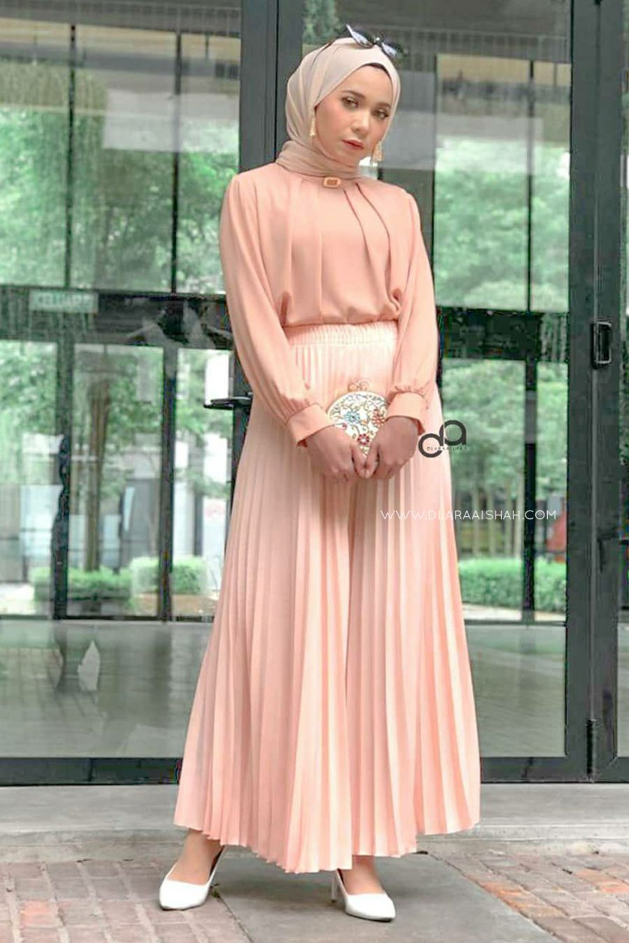 PLEATED SKIRT - PEACH